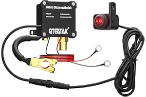 QTEATAK 12V 250A Battery Disconnect Switch Kill Switch, Prevent Battery Drain for Car Truck RV, with Illuminated Round Rocker Switch, 9.84 FT Cable, in-Car Manual Cut-Off