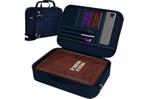 DEHITE Bible Cover for Men and Women – Blue Bible Bag Case Extra Large Size – Tote Bag – Fit Book 11.2 x 8.4 x 1.8 in – Pen Slots – Zippered Pocket – Shoulder Strap – Premium