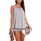ANYFITTING Women's Built in Bra Tank Top 2025 Summer Trendy Tops Flowy Loose Fit Casual Halter Cami Camisole Outfits S-3XL