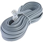Corporate Computer 25ft Heavy Duty RJ12 Silver Satin 6 Conductor 6P/6C Straight Wired Telephone Line Cord by Corpco