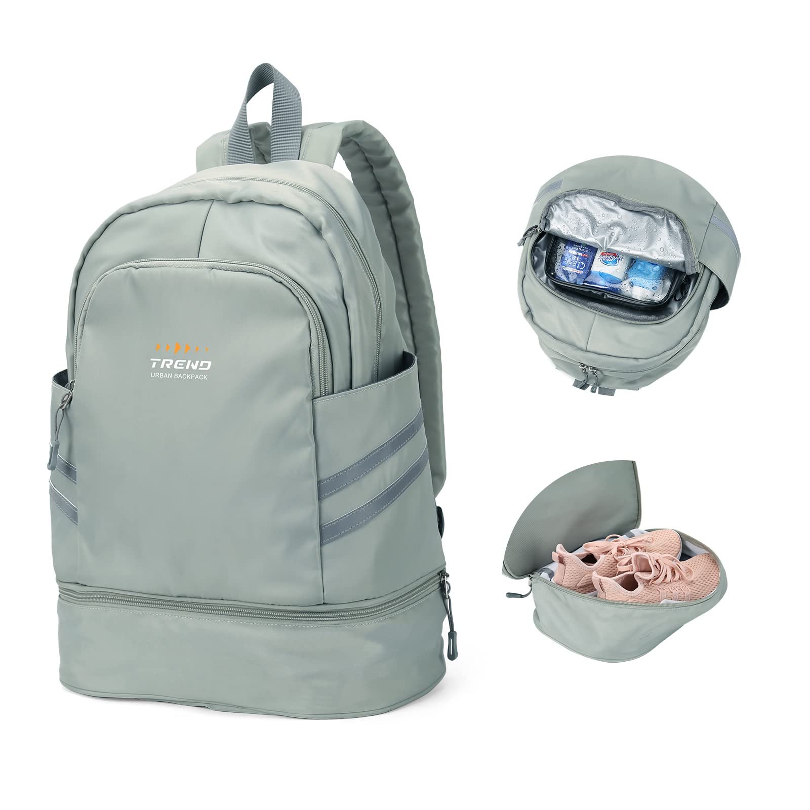 SZLX Gym Backpack for Women with Shoes Compartment & Wet Pocket Foldable Carry On Large Travel Laptop Backpack Waterproof Casual Daypack School Bag Sports Gym Bag for Swimming Yoga