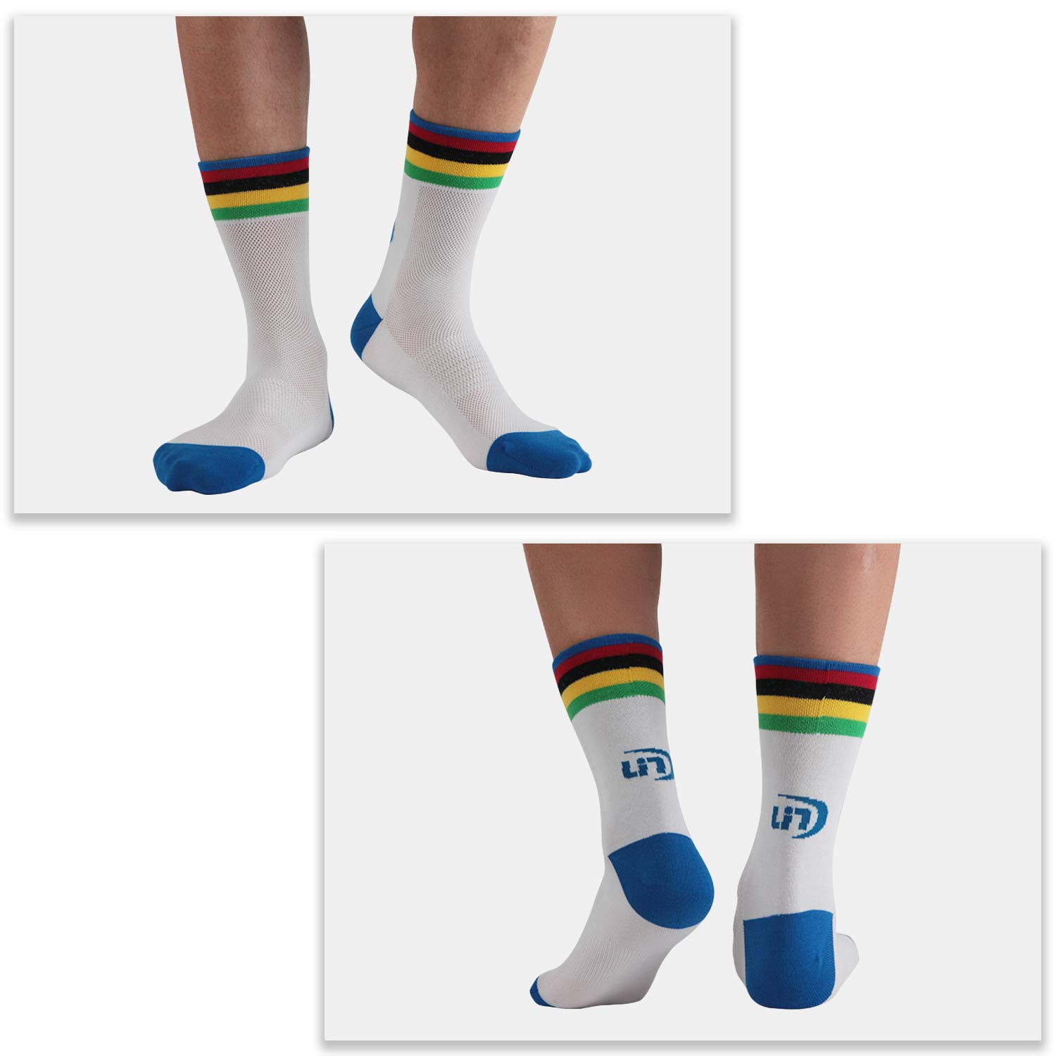 Lin 7 Pack Cycling Socks for Men and Women Funny Color Biking Socks