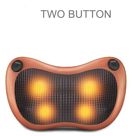 Zzebra Brown 4head 2button 8 6 4 Head Neck Massager Home Car Back Shiatsu Massage Pillow Waist Body Electric Multifunctional Massager Relaxation Cushion Amazon In Health Personal Care