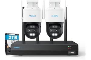 REOLINK 4K PTZ Wi-Fi 6 Security Camera System with Auto-Zoom Tracking, 6X Hybrid Zoom, 360° Coverage, Spotlight Color Night Vision, AI Detection, No Monthly Fees, 2TB HDD NVR with 2X TrackMix WiFi