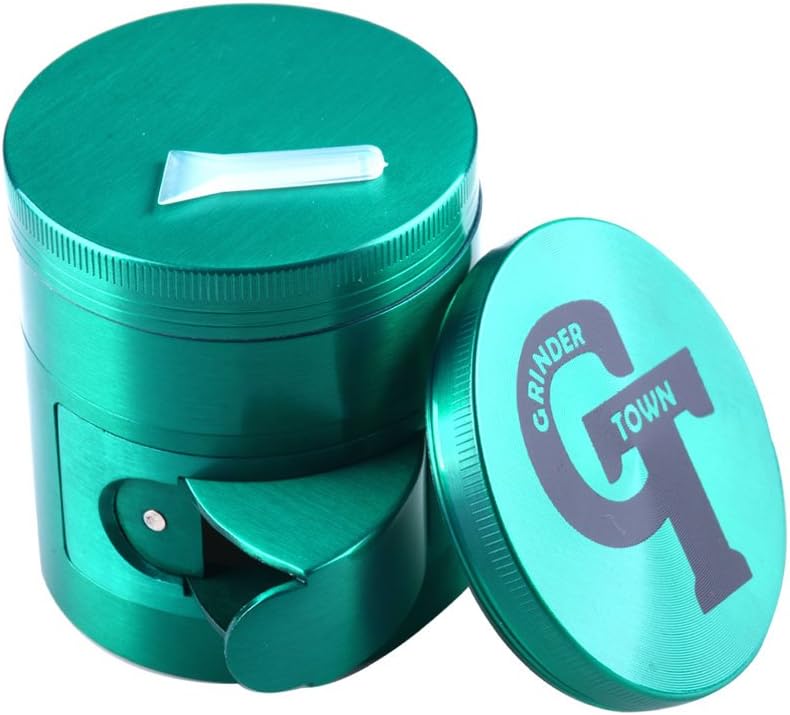 Tobacco Spice Herb Grinde with crank handle 4PCS - Grinder Town (green-side open)