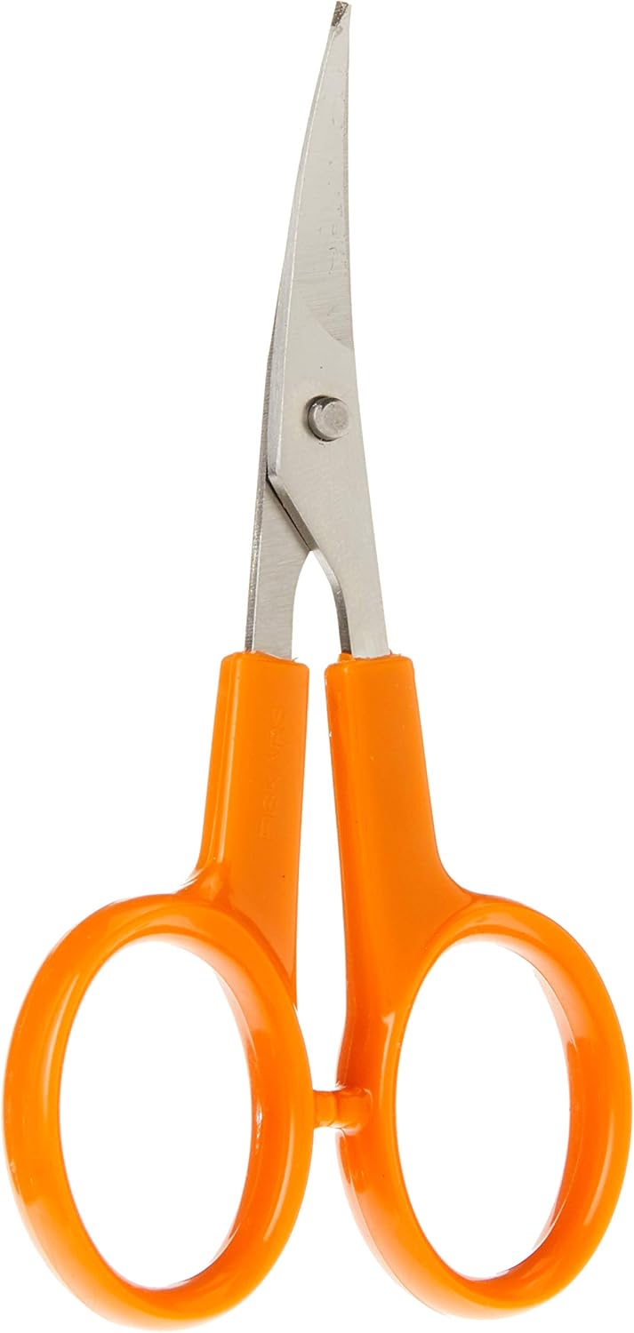 Fiskars 98087097J Curved Craft Scissors, 4 Inch, steel and orange