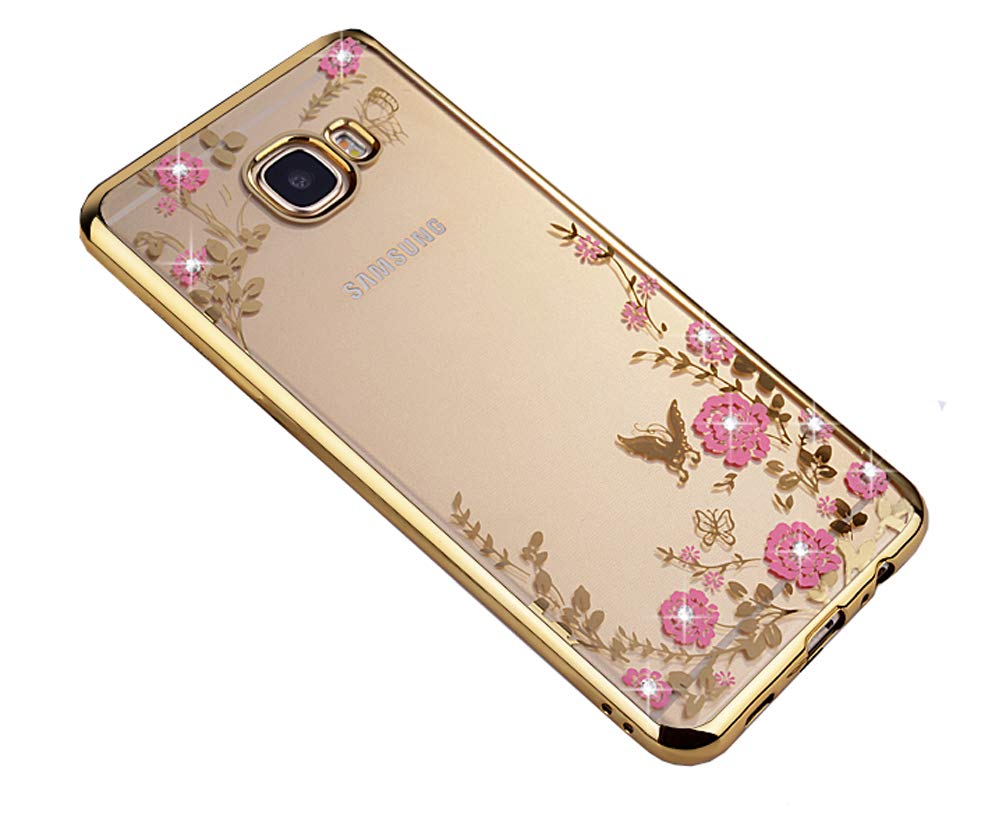 Homikon Silikon Hülle Rosa Blume TPU Tasche Bling Glänzend Glitzer