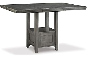 Signature Design by Ashley Hallanden Modern Farmhouse Counter Height Dining Room Extension Table, Dark Gray