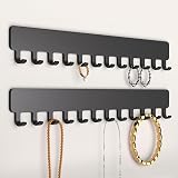 Josmimic Wall Necklace Organizer Holder Black 2 Pack Wall Mounted Jewelry