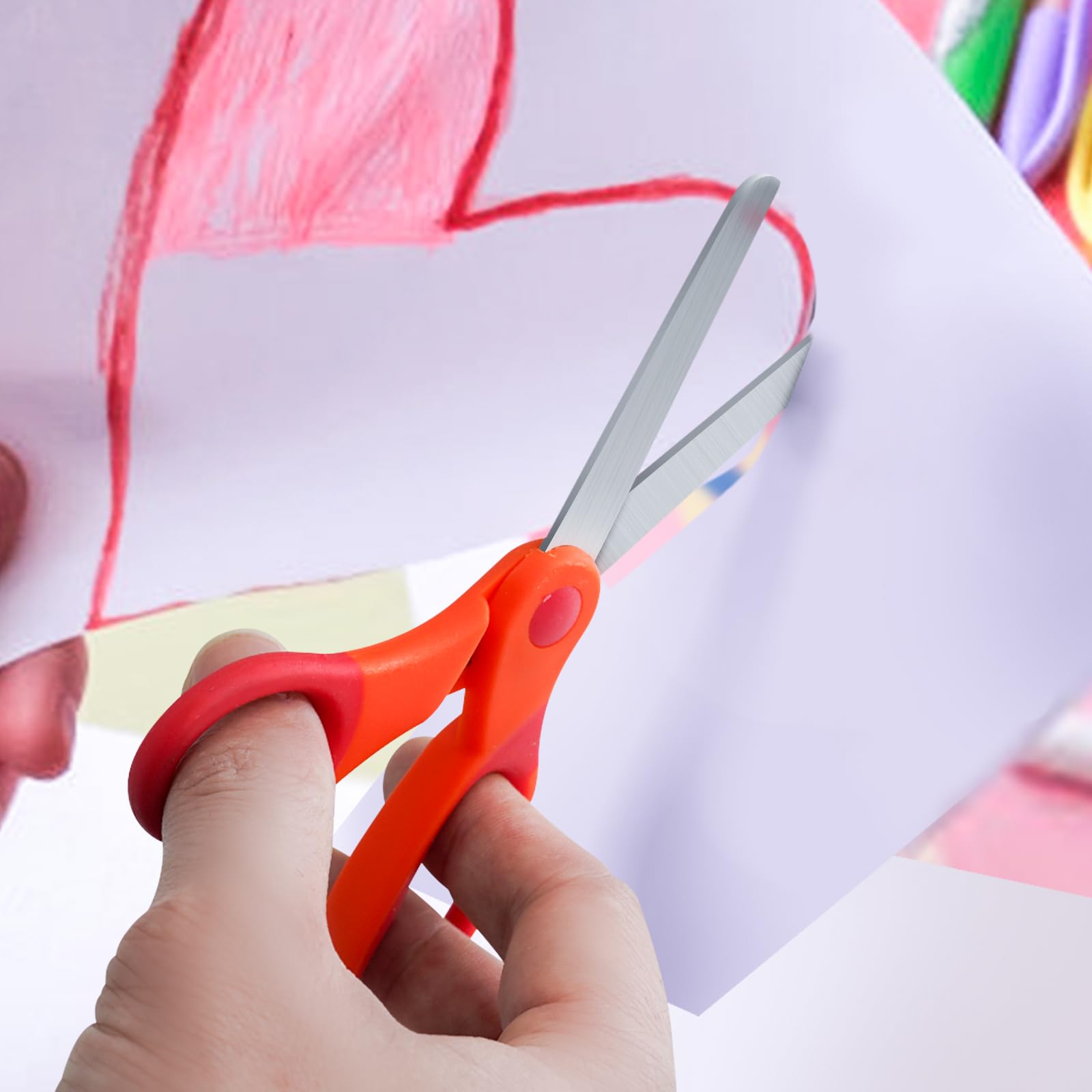 CCR Kinderschere,14cmSchere Schule mit Soft-Griff,Abgerundeten Spitzen fürIdeal für Haus,Schule,Kunst- und Bastelbedarf von Kindern Mehrfarbig,4 Stück 7