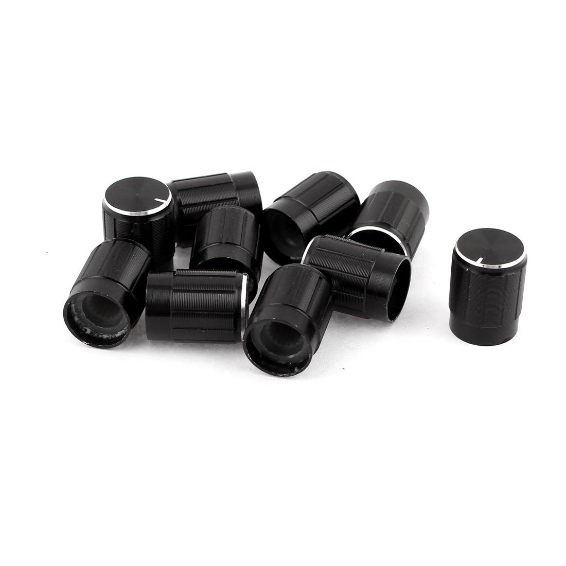 uxcell 10 Pcs Black Silver Tone Potentiometer Rotary Control Knobs 6mm Hole