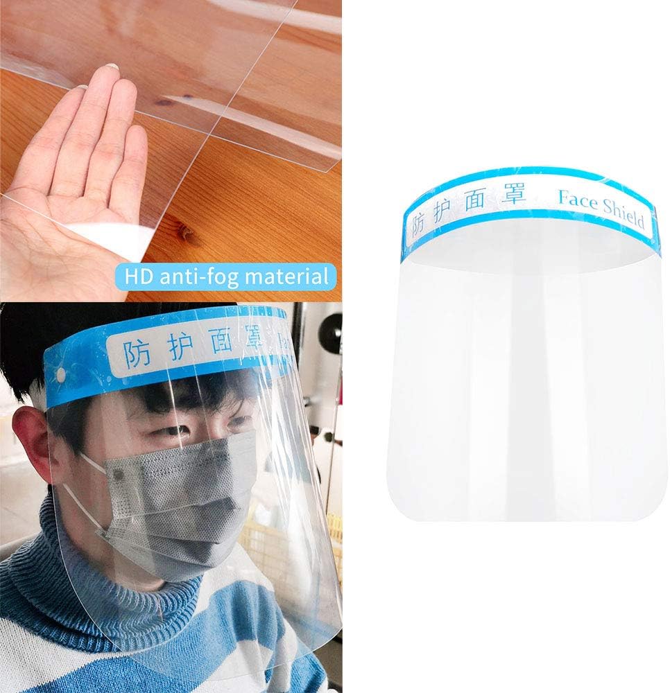 GTWCK Reusable Face Shield,Transparent Full Face Shield Mask Safety Face Shield Mask Visor Mask Head-mounted Splash Mask Full Protection Mask for Pollen, Smoke, Dust and Personal Health