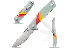 Sitivien ST132 Folding Knife,D2 Steel G10 Handle with Liner Lock,Utility Folding Knife for Outdoor Hiking Camping(Jade)