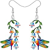 NEWEI Acrylic Cute Floral Hummingbird Dangle Earrings Gift for Women Funny Lightweight Bird Dangling Jewelry for Animal Lovers