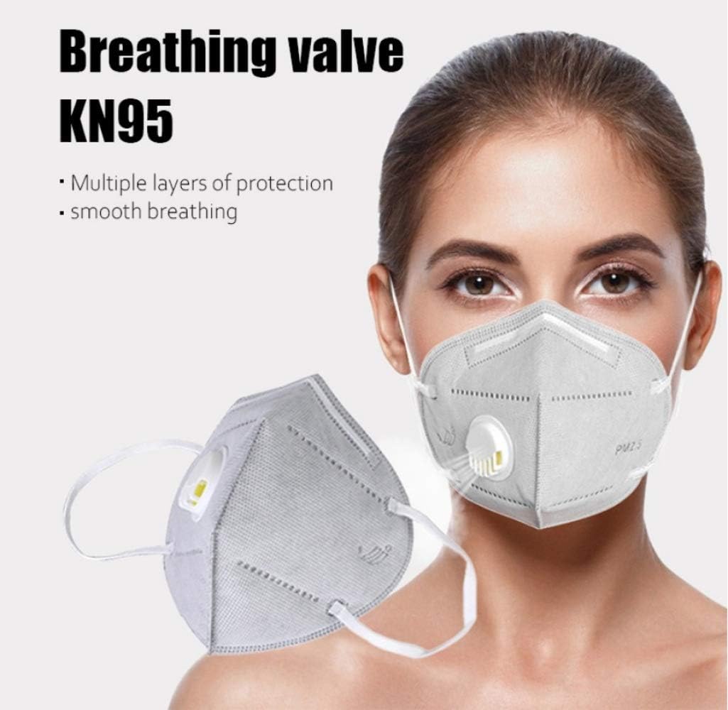 Kn95 Respirator, with A Breathing Valve, Activated Carbon Filtration, Offices in Public Places Breathable, 5Pcs