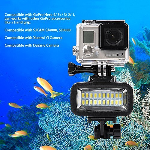 Sunix-40m-Waterproof-Diving-Light-Rechargeable-Dimmable-LED-Video-POV-Flash-Fill-Light-6W-20-LEDs-700LM-with-1900mAh-Built-in-Rechargeable-Batteries-for-GoPro-Hero-54332
