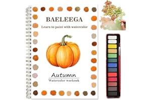 BAELEEGA Watercolor Workbooks Coloring Book Beginner Friendly Painting Kit Easy Nature Scenes Paint Set Art Crafts for Creative Exploration Gift for Adults Teens (Autumn, with Palette)
