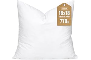 Artscope Synthetic Down Pillow Insert, 18x18 Down Alternative Throw Pillow Insert. Ultra Soft Fluffy Sleeping Pillow with 100% Cotton Cover, Decorative Pillows-White.