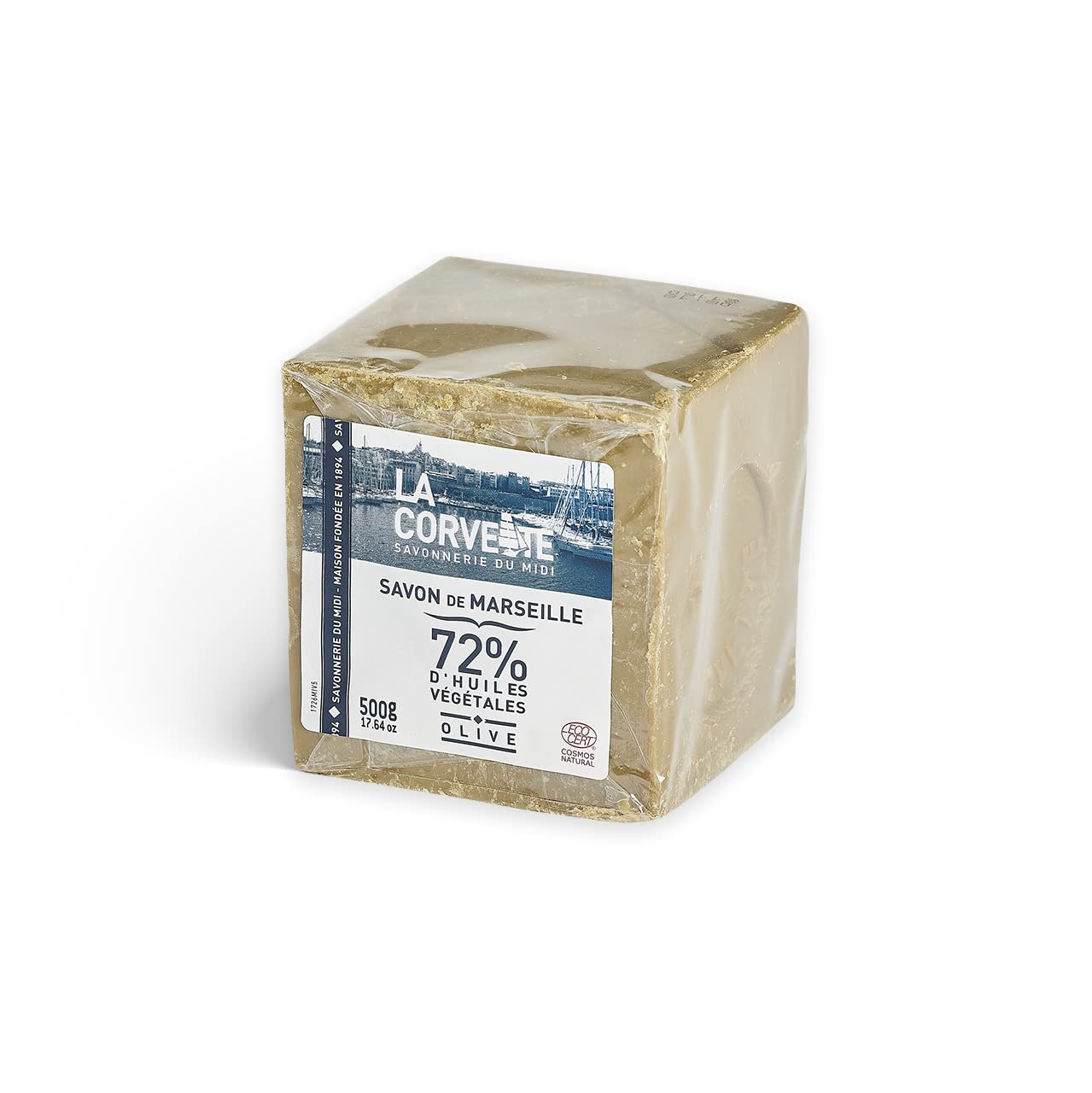 La Corvette Cube of Marseille Soap Olive in Film, 500 g