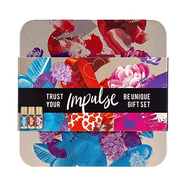 Impulse Be Unique Mini Tin Gift Set, Body & Skin Care Kit, with Body Spray Antiperspirant Trio for Long Lasting Fresh…