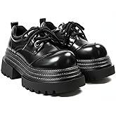 Women's Platform Retro Oxford Shoes Classic Round Toe Multi-Layered Platform Non-Slip Height-Increasing Lace-Up Loafers, Perfect for Parties, Weddings, and Dates.