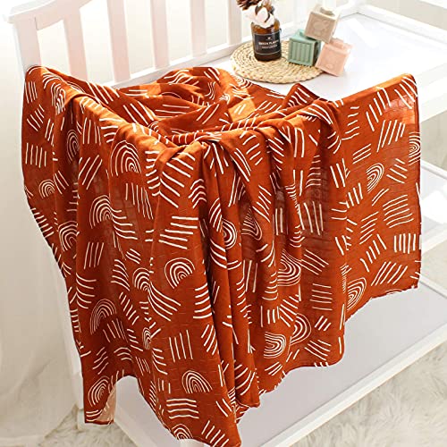 LifeTree 2 Pack Baby Swaddle Blankets Soft Bamboo Cotton Muslin