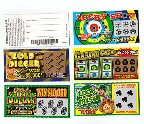 5 FAKE ALL WINNING SCRATCH OFF LOTTERY TICKETS - PRANK - GAG - JOKE by Hikingsters