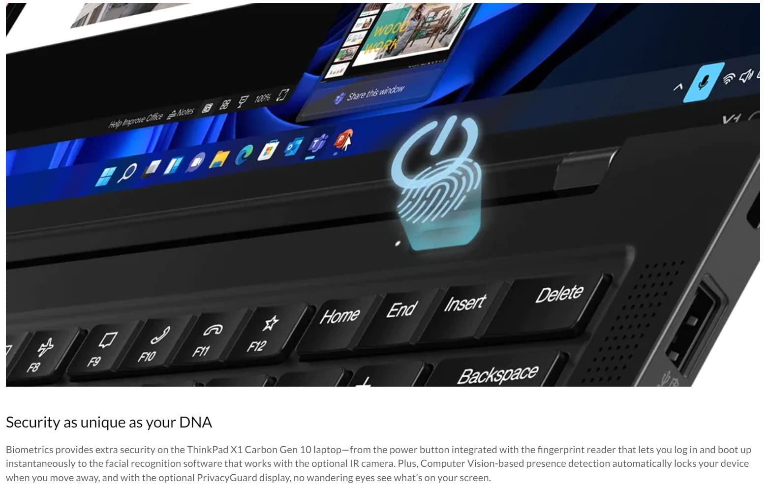 Lenovo Gen 10 ThinkPad X1 Carbon Laptop with Intel Core i5-1240P Processor, 14