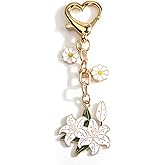 MUCOOS Flower Keychain Enamel Flower Charms for Handbags Cute Keychain Bag & Purse Charms Aesthetic Car Keychains