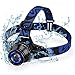Rechargeable LED Headlamp, Super Bright Waterproof Zoomable Head Light for Running, Hiking, Camping, Climbing, Adventure, Blue