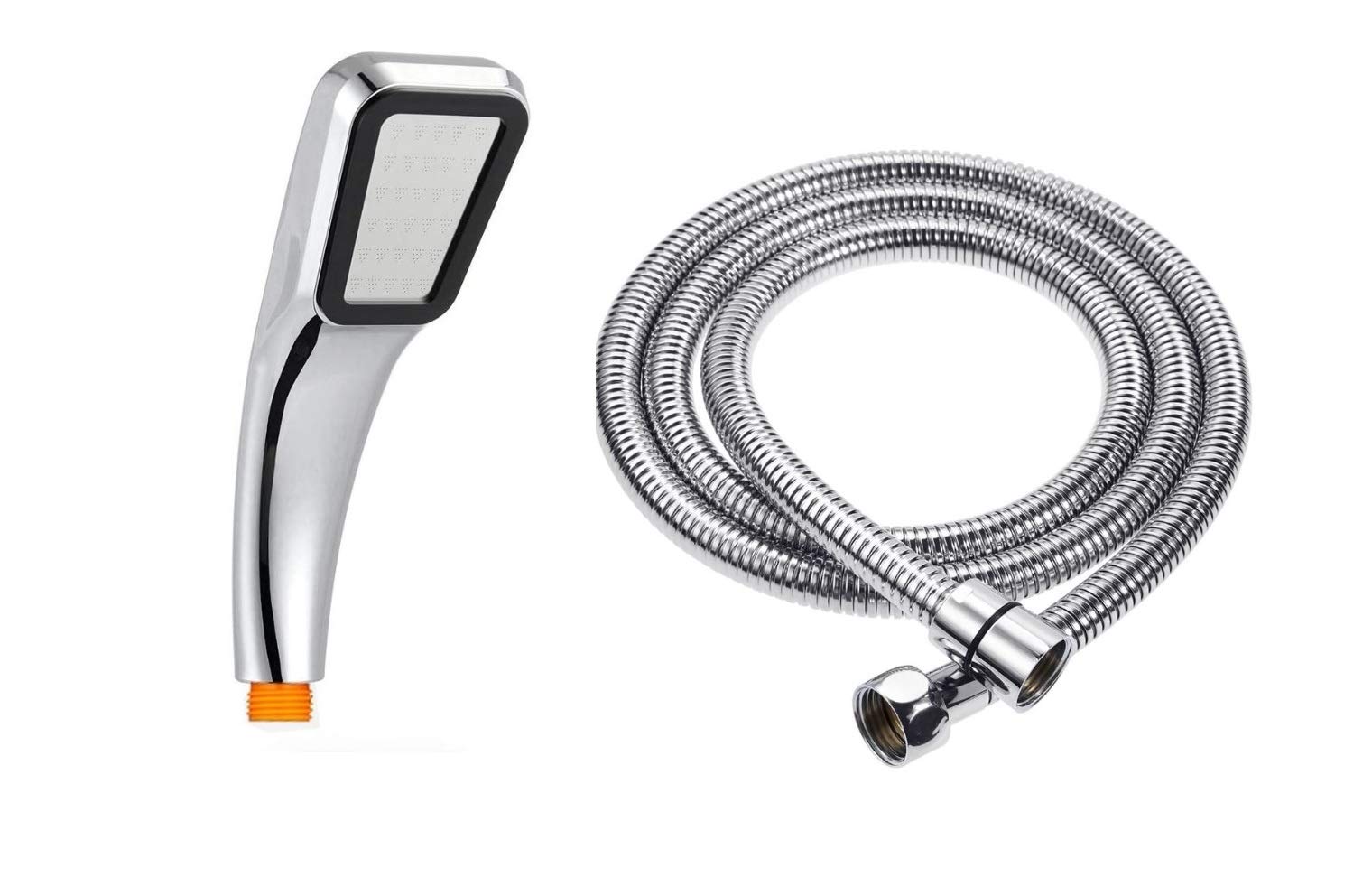 Square Slim Shower Head Rectangle 1 Mode Shower with Shower Hose 1.5 or 2m Slim High Pressure Shower Head Rainfall Hand Held Water Saving (UK Seller Buy Local 300 Handheld+59in Hose)