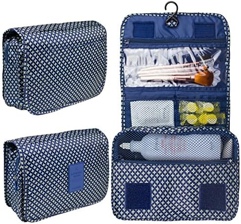 ColorLifeOfficial Portable Waterproof Travel Cosmetic Bag Toiletry Bag Travel Hanging Organizer Bag with Hanging Hook (CLASSIC NAVY)