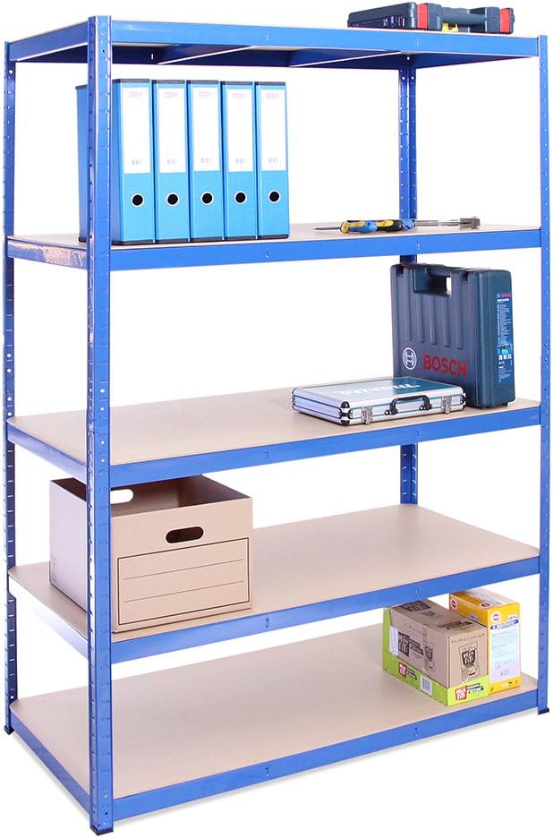 Garage Shelving Units: 180cm x 120cm x 60cm | Heavy Duty Racking Shelves for Storage - 1 Bay, Blue 5 Tier (175KG Per Shelf), 875KG Capacity | For Workshop, Shed, Office | 5 Year Warranty