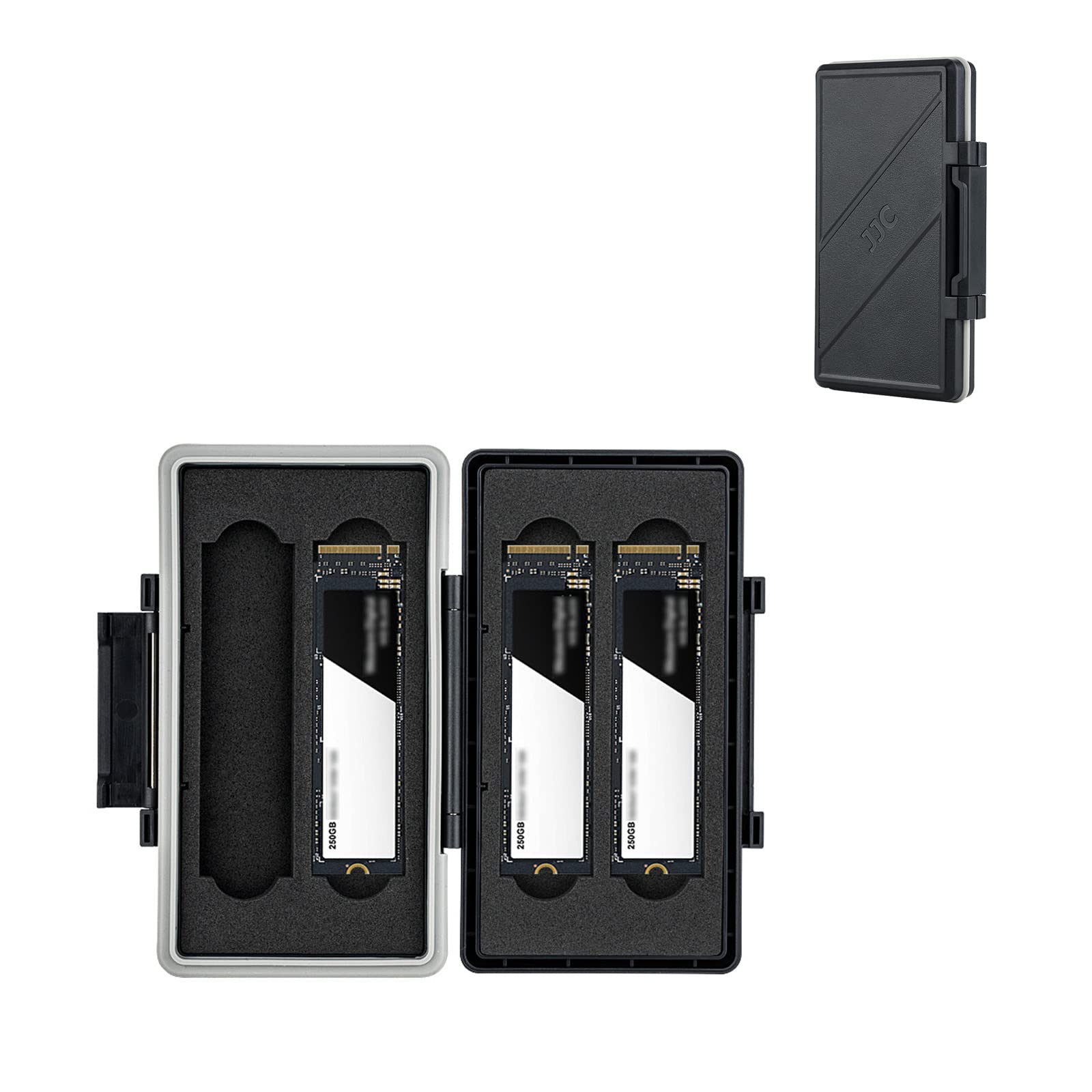 Portable 4 Slots SSD Protective Case Storage Box for M.2 2280 Solid State Drive Water-Resistant Shockproof