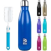 BOGI 25oz Insulated Water Bottle Double Wall Vacuum Stainless Steel Water Bottles, Leak Proof Metal Sports Water Bottle Keeps Drink Hot and Cold - Perfect for Outdoor Sports Camping Biking (Dark Blue)