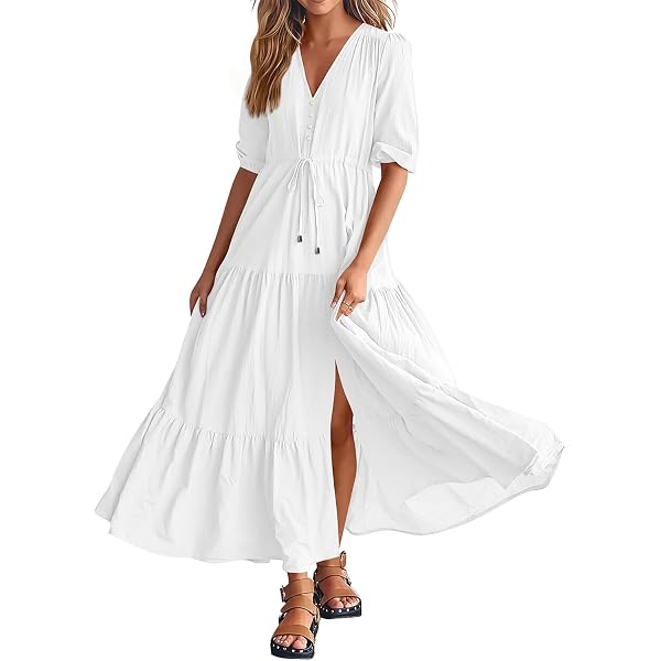 BestGirl Shirt Dresses for Women Casual V Neck Button Down Loose Long Maxi  Dress with Belts at Amazon Women's Clothing store