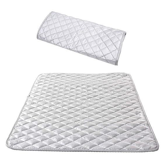 Dampf Bügeldecke aus Baumwolle Premium Bügelmatte für Tisch Den Hitzebeständig Bügelunterlage für Reise Faltbar 48 * 85 cm Si