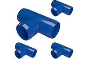 FORMUFIT 1-1/4" Tee Furniture Grade PVC Fitting in Blue, Made in USA, UV-Resistant, Impact-Proof, 1.660” Actual Socket Diameter(Pack of 4) - F114TEE-BL-4
