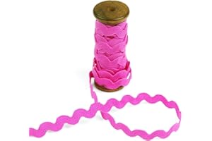 BIAS BESPOKE 3 Yards of Polly 8mm Rigid RIC-Rac Trim on a Wooden Spool, Hot Pink