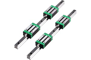 CREABYGIRLS Linear Guide Rail 2 X HGR 20-400mm Linear Slide Rail + 4 X Bearing Blocks Linear Guideway Rail for DIY CNC Routers Lathes Mills
