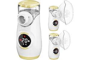Mayluck Portable Nebulizer with Intuitive LED Interface and Auto-Cleaning, Handheld Portable Mesh Nebulizer for Kids, Ultra-Quiet Inhaler Compact Nebulizer Machine, Yellow