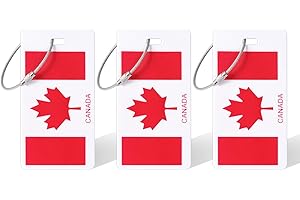 Vividwise 3Pack Luggage Tags, Canada Luggage Tag for Suitcase, Canadian Flag Maple Leaf Plastic Baggage Tag with ID Card, Sta