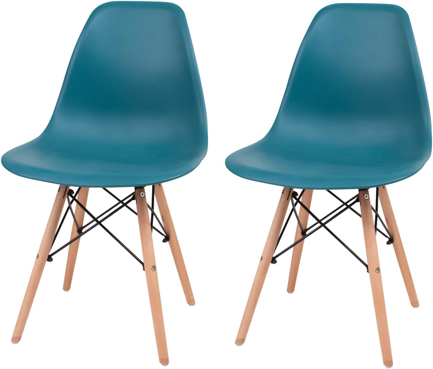 Joolihome Eiffel Dining Chair Plastic Wood Retro Modern Furniture for Living Room, Desk, Patio, Terrace, Office, Kitchen, Lounging, Cafeterias & More (Black*2, 1)