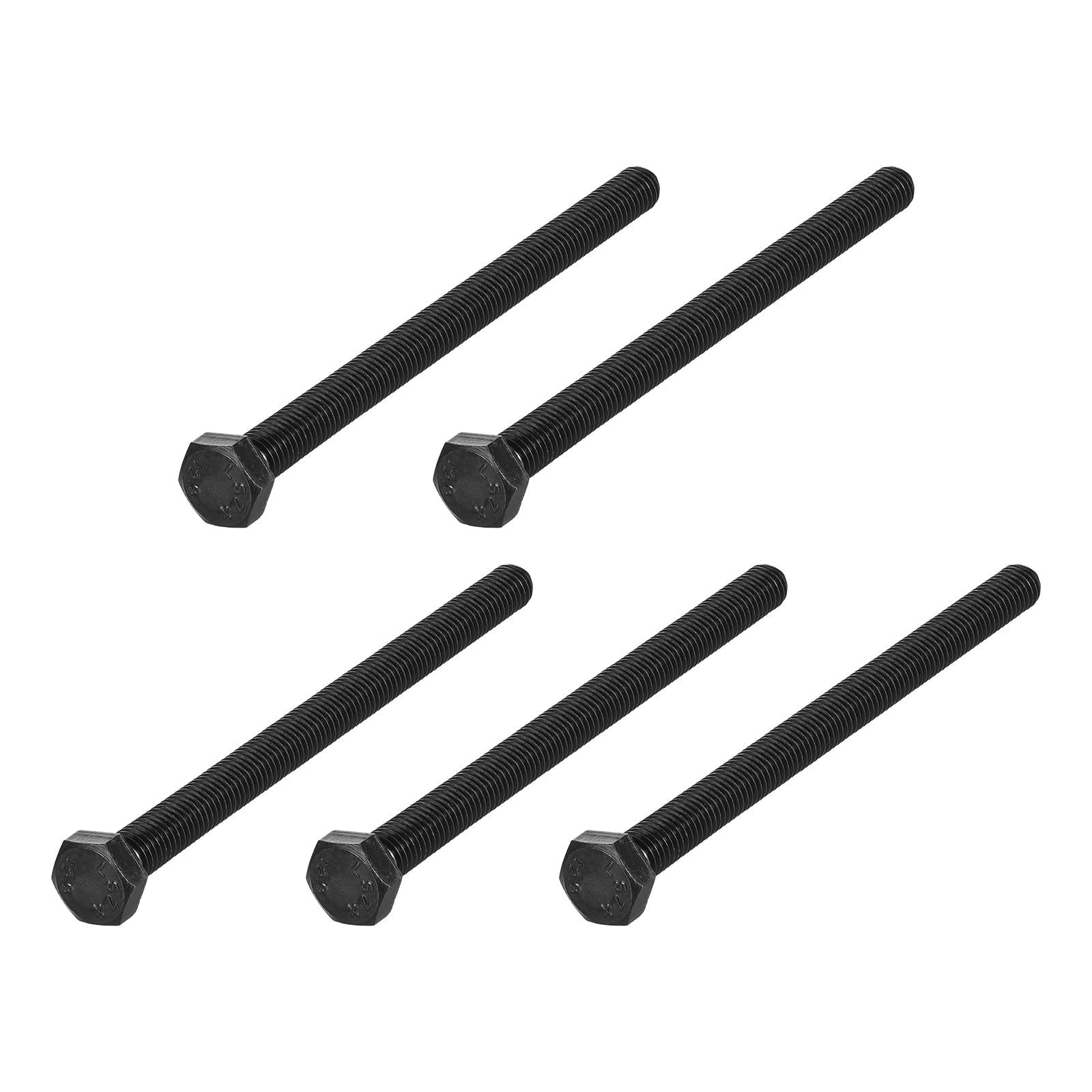 METALLIXITY Hex Bolts (M10-1.5x140mm) 5Pcs, Carbon Steel Fully Threaded Black Oxide, Coarse Thread UNC Hex Head Screw Bolt - for Furniture Repair