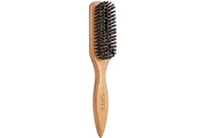 100% Boar Bristle Slick-Back Brush | Natural Wooden Styling Tool to Restore Shine & Frizz Control, Smooth Flyaways | Teasing 