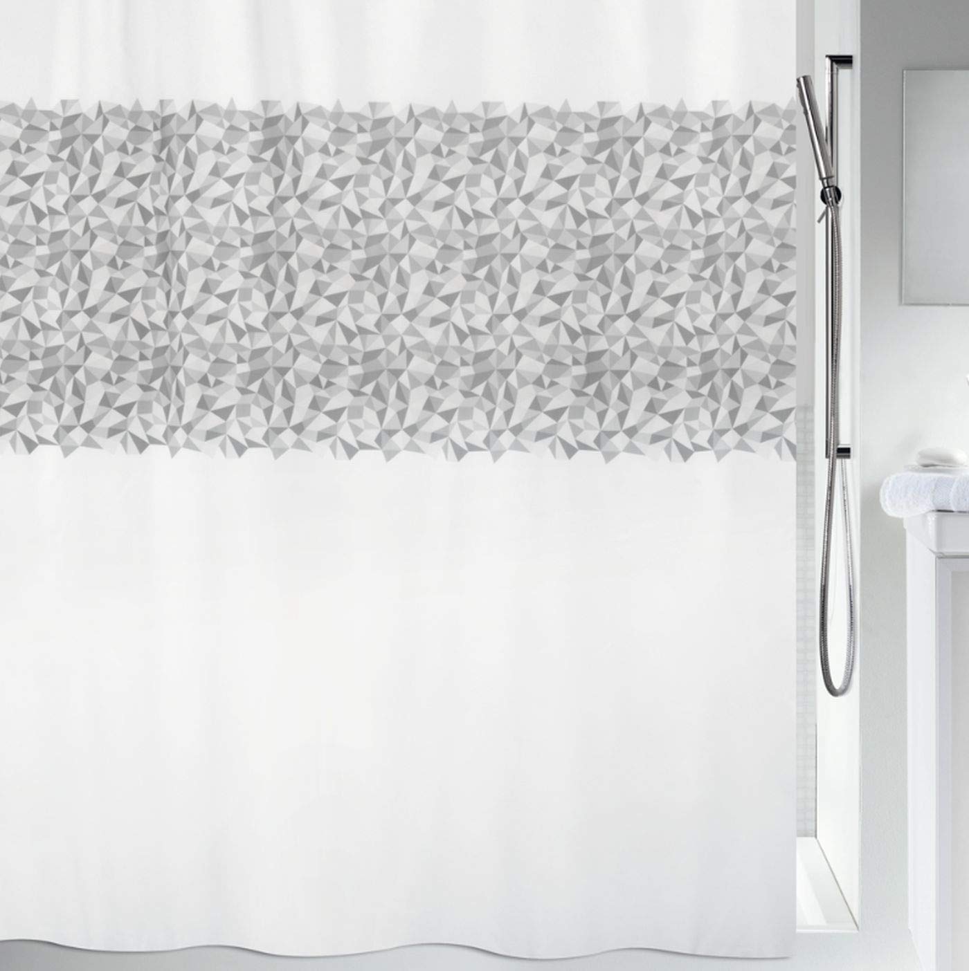 Spirella Anti-mould shower curtain, anti-bacterial, washable, waterproof, polyester, Iroko 180 x 200 cm, pink