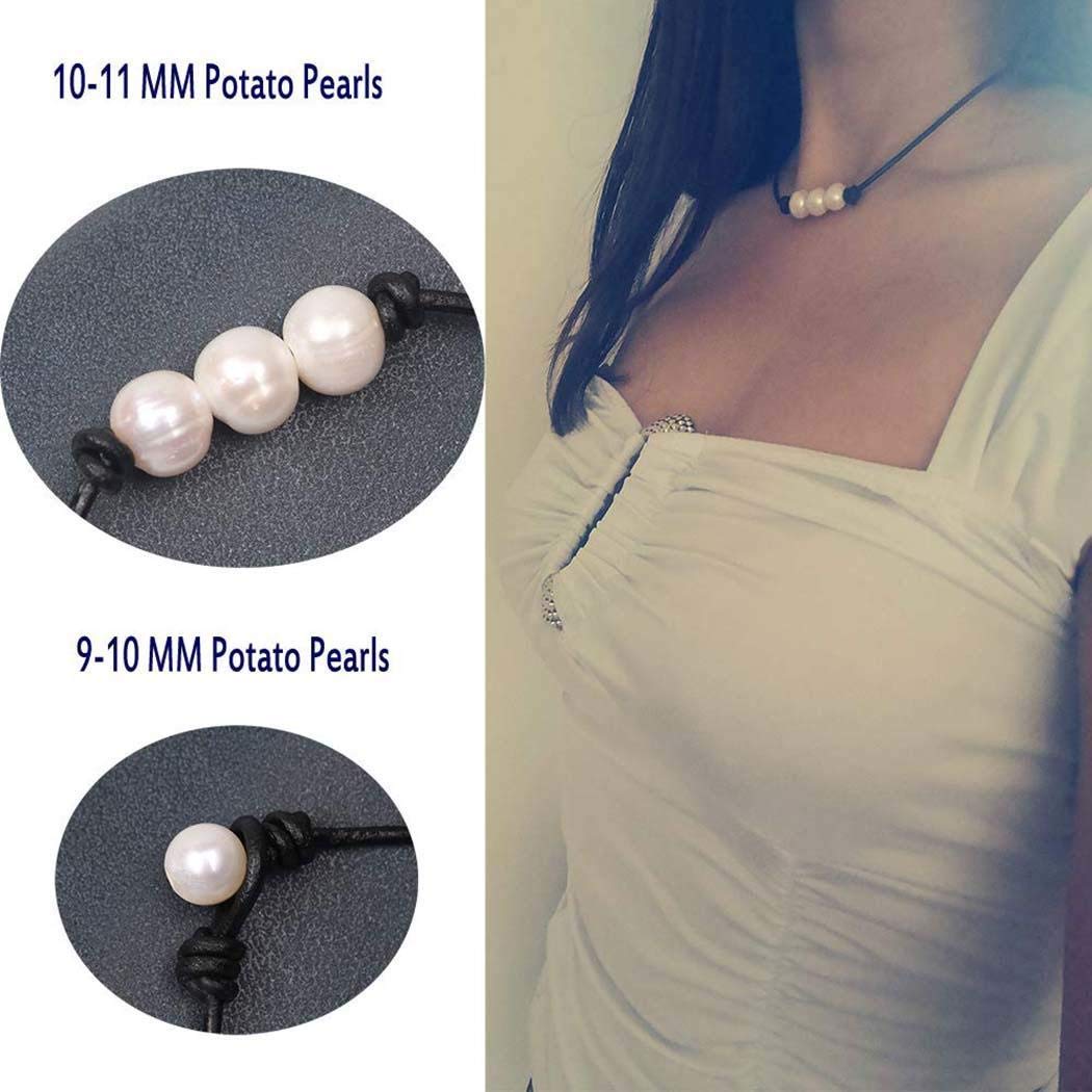Hotstype Women Casual Charming White 3 Imitation Pearls Necklace Pendent Necklace Jewelry Pendants