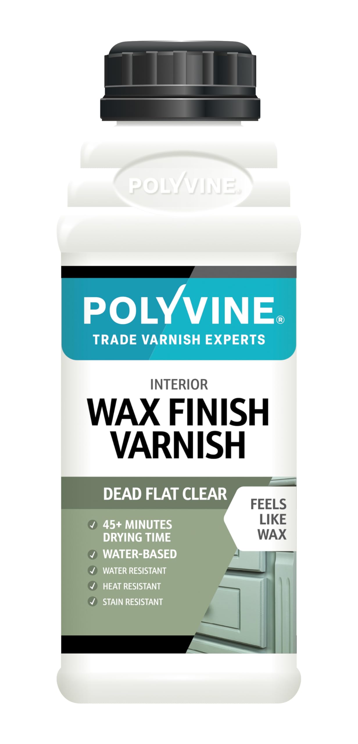 Polyvine Wax Finish Varnish Dead Flat – Quick Dry, Water Resistant Clear Varnish Wax - Quick Dry, Long Lasting Protection, Heat& Stain Resistant for Interior Wood, MDF, Furniture, Emulsion&More, 500ml