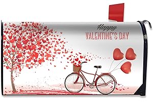 Harooni Romantic Valentine's Mailbox Cover Mother's Day with Bike and Tree Made Out of Hearts - Magnetic Standard Size 18" X 21" Outdoor Garden Decoratives
