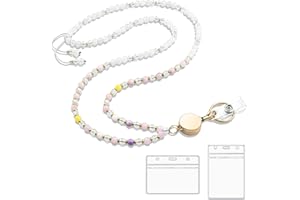 HONSIO Teacher Lanyard for ID Badges Retractable Beaded Cute Lanyards with ID Holder for Women